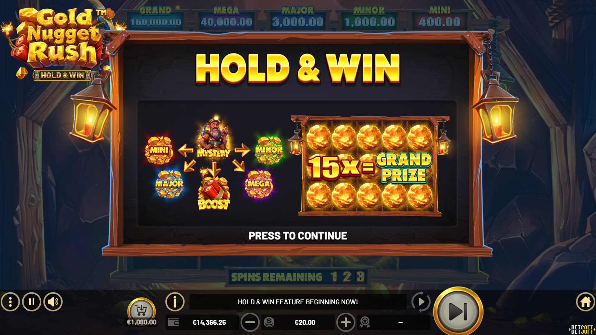 Gold Nugget Rush - Hold & Win Mystery