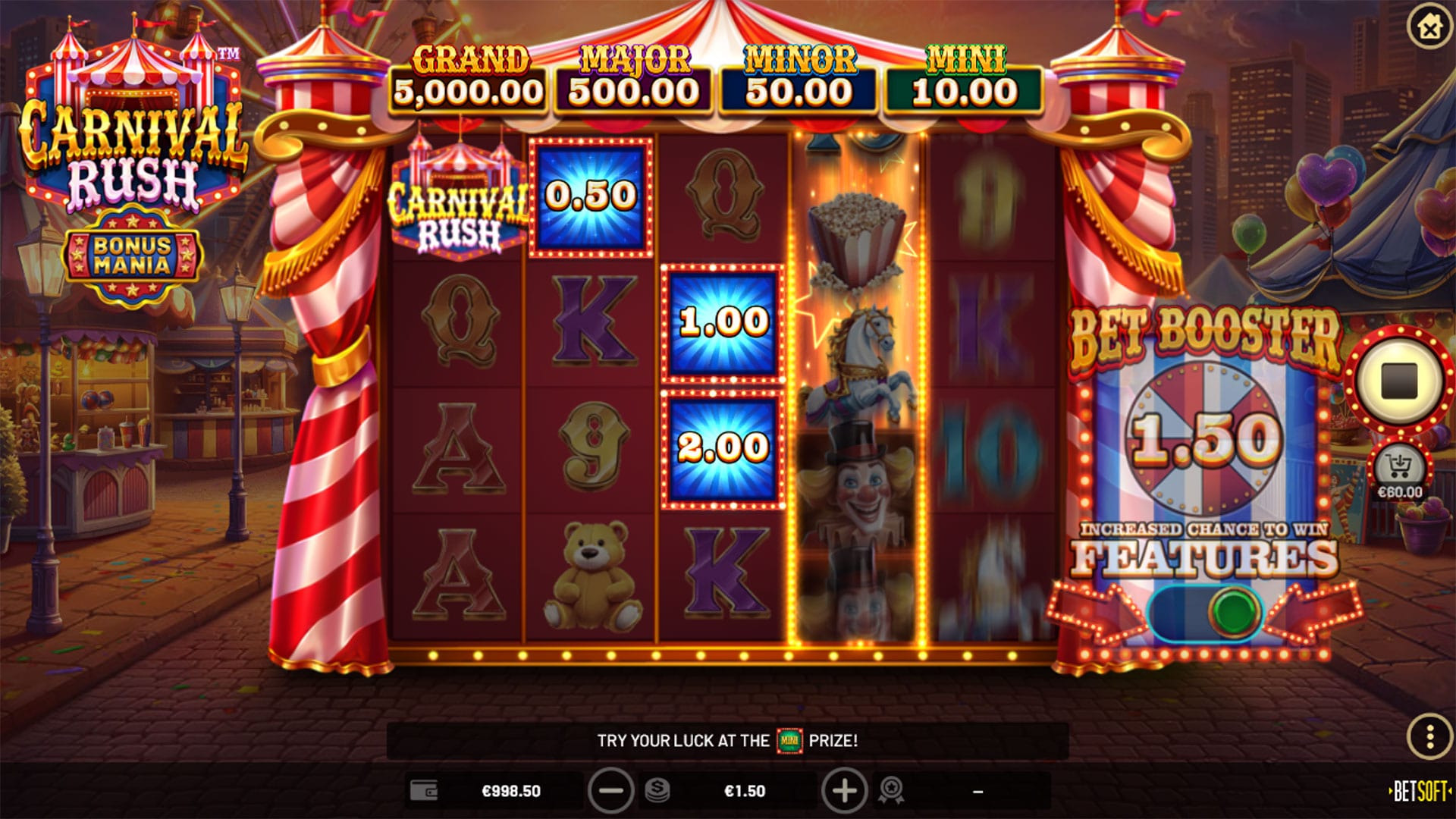 Carnival Rush - Cash & Bonus Prizes